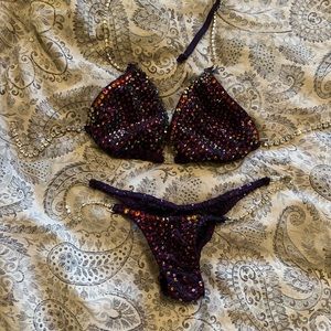 Bikini competition suit. Gorgeous deep purple with iridescent stones. Never worn
